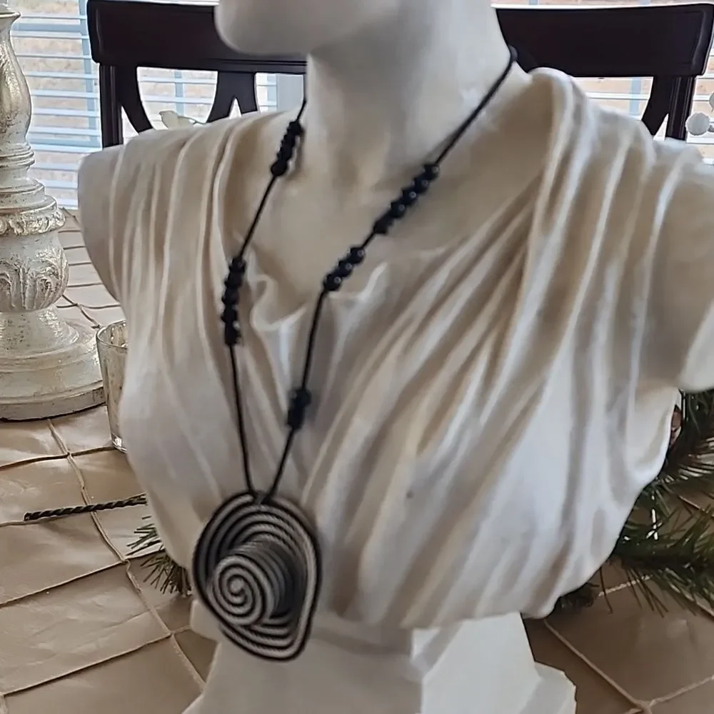 Striped Sun Hat Beaded Cord Necklace Fun Novelty Beach Pool
